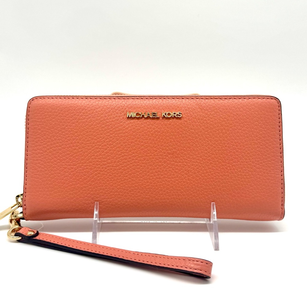Michael Kors Large Jet Set Travel Continental Wallet Leather  Sherbet
